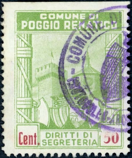Marca da Bollo del Comune di POGGIO RENATICO su Carta Bianca Sottile di dimensioni mm