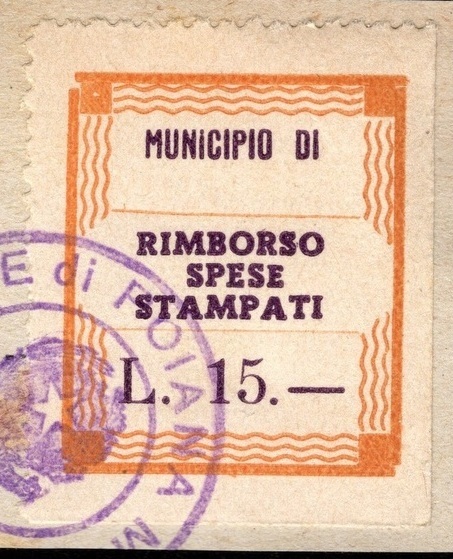 Marca da Bollo del Comune di POJANA MAGGIORE su Carta Bianca di dimensioni 22 x 29 mm