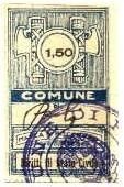 Marca da Bollo del Comune di POLI su Carta Bianca di dimensioni 25 x 42 mm