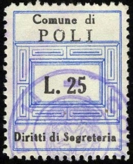 Marca da Bollo del Comune di POLI su Carta Bianca di dimensioni mm