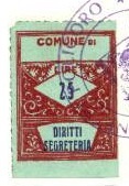 Marca da Bollo del Comune di POLICORO su Carta Verde di dimensioni 22 X 33 mm