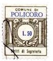 Marca da Bollo del Comune di POLICORO su Carta Bianca Sottile di dimensioni 21 x 25 mm