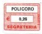 Marca da Bollo del Comune di POLICORO su Carta Bianca di dimensioni 18,5 x 14 mm