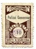 Marca da Bollo del Comune di POLIZZI GENEROSA su Carta Bianca di dimensioni 21 x 33 mm