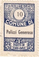 Marca da Bollo del Comune di POLIZZI GENEROSA su Carta Bianca Sottile di dimensioni 21,5 x 33,5 mm