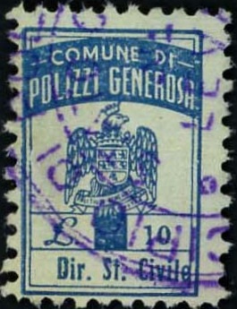 Marca da Bollo del Comune di POLIZZI GENEROSA su Carta verdina di dimensioni mm
