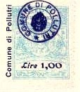 Marca da Bollo del Comune di POLLUTRI su Carta Bianca di dimensioni 24 x 29 mm
