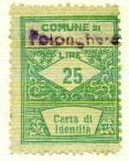 Marca da Bollo del Comune di POLONGHERA su Carta Bianca di dimensioni 21,5 x 28 mm