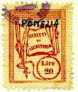 Marca da Bollo del Comune di POMEZIA su Carta Bianca di dimensioni 20 x 26 mm