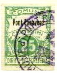 Marca da Bollo del Comune di PONT CANAVESE su Carta Bianca Sottile di dimensioni 22 x 30 mm
