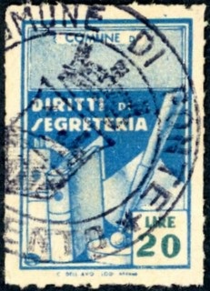 Marca da Bollo del Comune di PONTE su Carta Bianca di dimensioni 21,5 X 32,5 mm