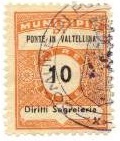 Marca da Bollo del Comune di PONTE IN VALTELLINA su Carta Bianca Sottile di dimensioni 23 x 29 mm