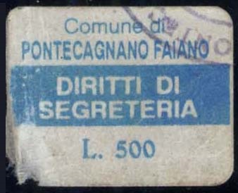 Marca da Bollo del Comune di PONTECACAGNANO FAIANO su Carta Bianca di dimensioni 23 x 18 mm