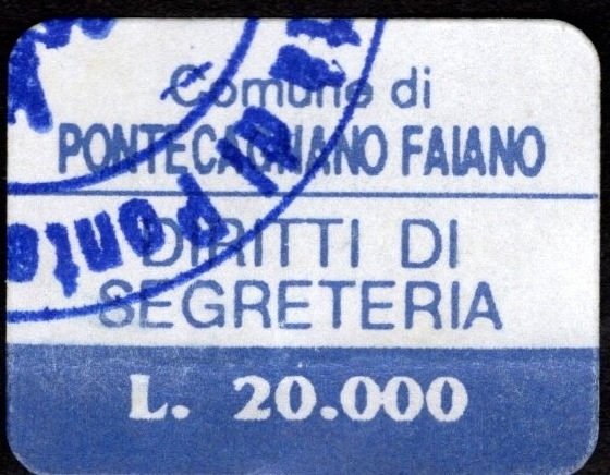 Marca da Bollo del Comune di PONTECACAGNANO FAIANO su Carta Bianca di dimensioni 23 x 18 mm