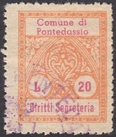 Marca da Bollo del Comune di PONTEDASSIO su Carta Bianca di dimensioni 21,5 x 27 mm