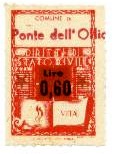 Marca da Bollo del Comune di PONTE DELL´OLIO su Carta Bianca Sottile di dimensioni 21 x 33 mm