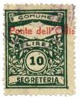 Marca da Bollo del Comune di PONTE DELL´OLIO su Carta Bianca di dimensioni 22 x 29 mm