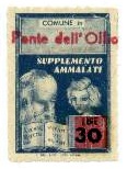 Marca da Bollo del Comune di PONTE DELL´OLIO su Carta Bianca di dimensioni 21,5 x 32,5 mm