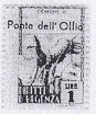 Marca da Bollo del Comune di PONTE DELL´OLIO su Carta Bianca Sottile di dimensioni 21 X 32 mm