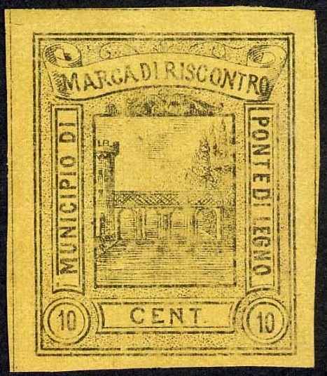 Marca da Bollo del Comune di PONTE DI LEGNO su Carta Bianca Lucido di dimensioni 26,5 x 32,5 mm