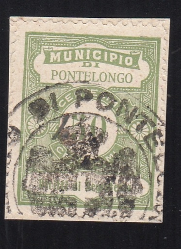 Marca da Bollo del Comune di PONTELONGO su Carta Bianca di dimensioni 22 x 29 mm