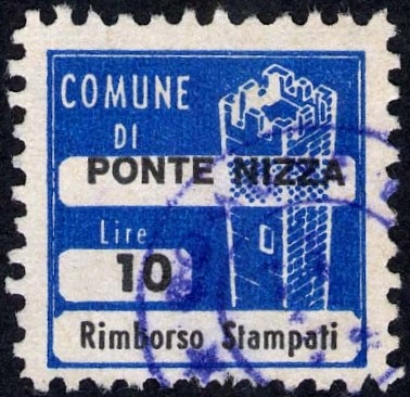 Marca da Bollo del Comune di PONTE NIZZA su Carta Bianca di dimensioni 20 x 20 mm