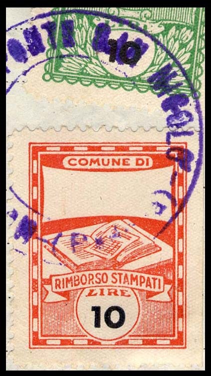 Marca da Bollo del Comune di PONTE SAN NICOLO su Carta Bianca di dimensioni 22 x 28,5 mm