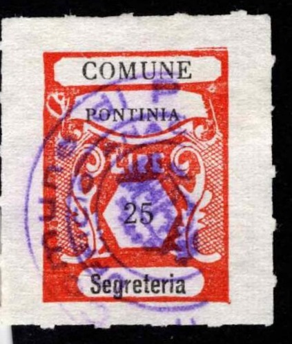 Marca da Bollo del Comune di PONTIDA su Carta Bianca di dimensioni 21 x 26 mm