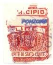 Marca da Bollo del Comune di PONZONE su Carta Bianca di dimensioni 22,5 x 29,5 mm