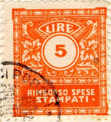 Marca da Bollo del Comune di POPOLI su Carta Bianca di dimensioni 21 x 25 mm