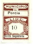 Marca da Bollo del Comune di PORCIA su Carta Bianca di dimensioni 19,5 x 28 mm