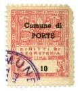 Marca da Bollo del Comune di PORTE su Carta Bianca di dimensioni 21 x 24,5 mm