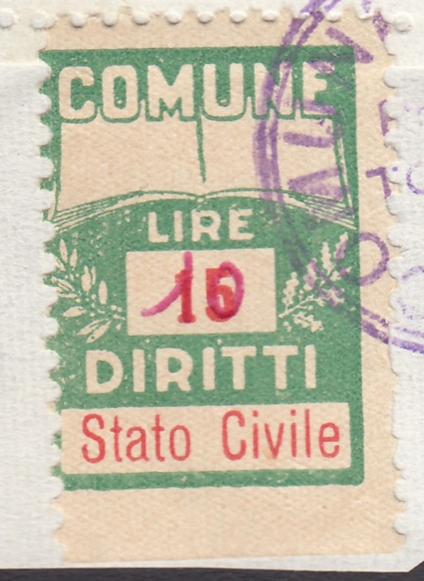 Marca da Bollo del Comune di PORTE su Carta Bianca di dimensioni 16 x 25 mm