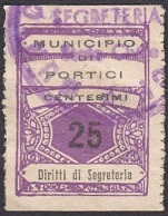 Marca da Bollo del Comune di PORTICI su Carta Bianca Sottile di dimensioni 22,5 x 29 mm