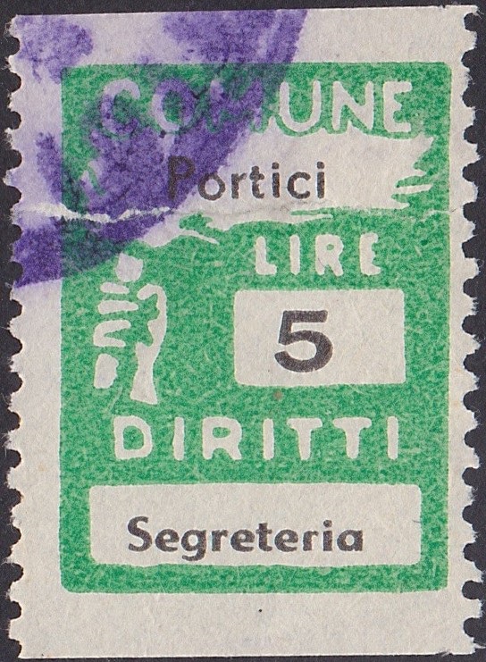 Marca da Bollo del Comune di PORTICI su Carta Bianca di dimensioni 23 X 30 mm