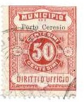 Marca da Bollo del Comune di PORTO CERESIO su Carta Bianca Sottile di dimensioni 23,5 x 30 mm