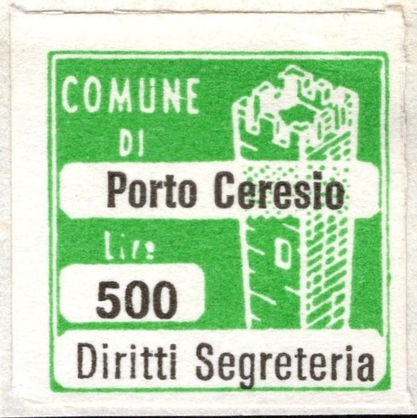 Marca da Bollo del Comune di PORTO CERESIO su Carta Bianca di dimensioni 20 x 20 mm