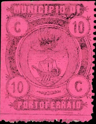 Marca da Bollo del Comune di PORTOFERRAIO su Carta Bianca di dimensioni 24 x 31 mm