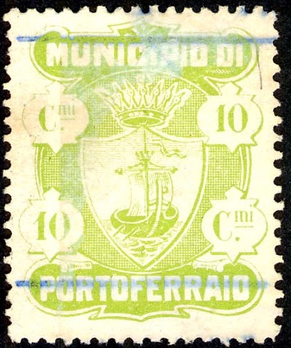 Marca da Bollo del Comune di PORTOFERRAIO su Carta Bianca di dimensioni 25 x 30 mm