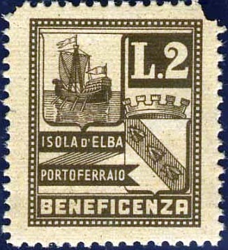 Marca da Bollo del Comune di PORTOFERRAIO su Carta Bianca di dimensioni mm