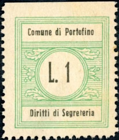 Marca da Bollo del Comune di PORTOFINO su Carta Bianca di dimensioni 22 x 26 mm