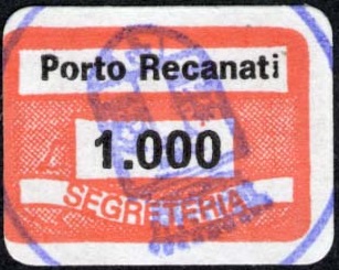 Marca da Bollo del Comune di PORTO RECANATI su Carta Bianca di dimensioni 19 x 14,5 mm