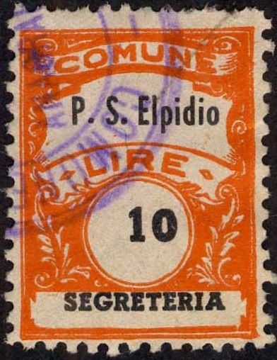 Marca da Bollo del Comune di PORTO SANT´ELPIDIO su Carta Bianca di dimensioni 20 x 29 mm