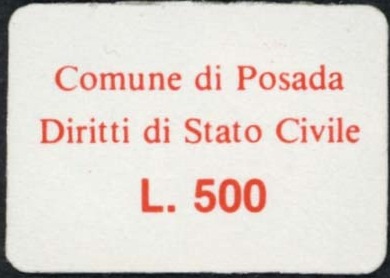 Marca da Bollo del Comune di POSADA su Carta Bianca di dimensioni 22 x 12 mm