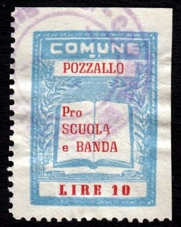 Marca da Bollo del Comune di POZZALLO su Carta Bianca di dimensioni 21 x 30 mm