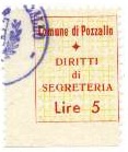 Marca da Bollo del Comune di POZZALLO su Carta Bianca di dimensioni 19 x 24 mm