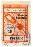 Marca da Bollo del Comune di POZZALLO su Carta Bianca di dimensioni 21,5 x 34 mm