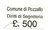 Marca da Bollo del Comune di POZZALLO su Carta Bianca di dimensioni 28 x 16 mm