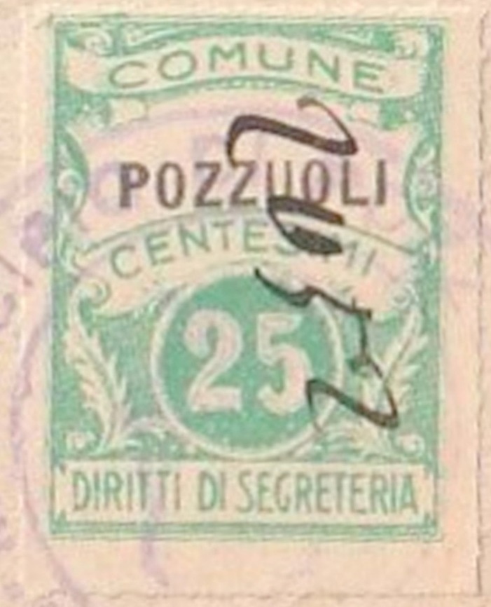 Marca da Bollo del Comune di POZZUOLI su Carta Bianca Sottile di dimensioni 22,5 x 29 mm