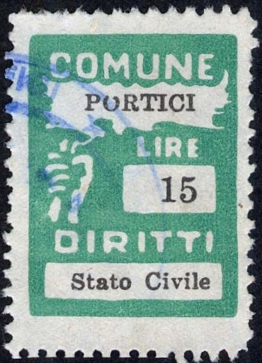 Marca da Bollo del Comune di POZZUOLI su Carta Bianca di dimensioni 20 x 27 mm